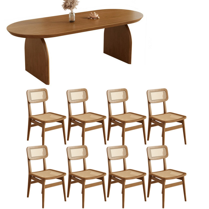 Ensemble de table de salle à manger moderne en bois massif ovale
