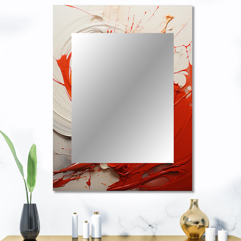Red Spiral Chaos Unleashed - Abstract Collages Large, miroir décoratif rouge, impression d'art en métal, 40 po x 30 po