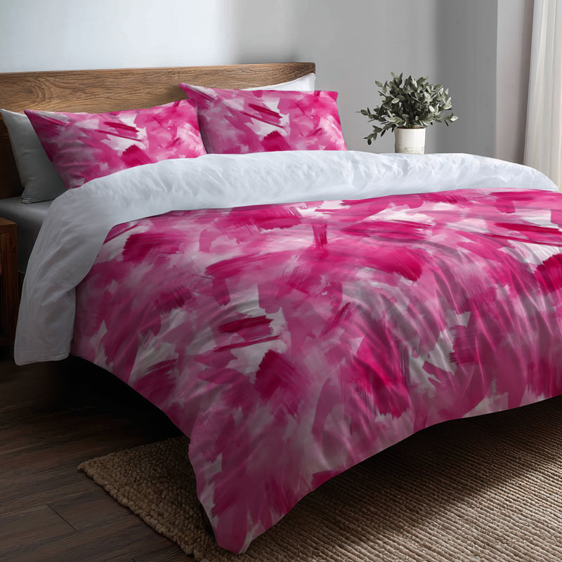 Ensemble de literie pour fille 6 pièces - Ensemble de literie et coussin décoratif abstrait rose