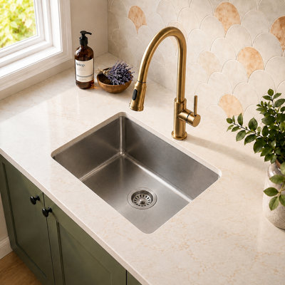 23" Undermount 18 Gauge Stainless Steel Finger Radius Single Bowl Kitchen Sink