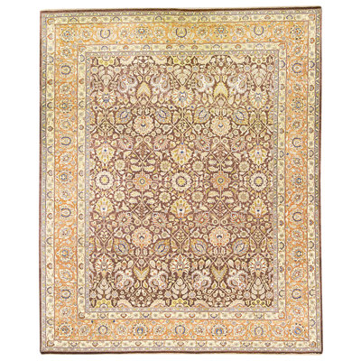 Tapis aubergine et rouille noué à la main de haute qualité