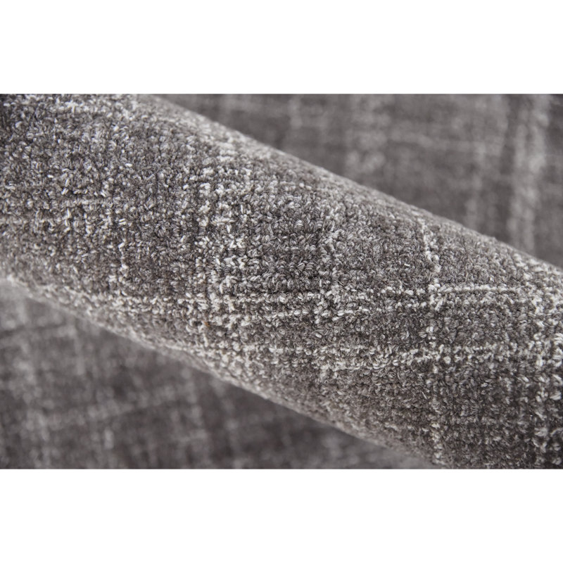 Bakstran Hand Woven Wool Gray Area Rug, Rectangle 5' x 7'6"