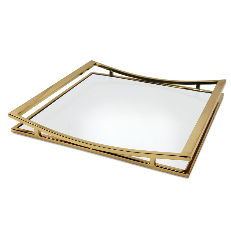 Plateau miroir carré, Doré