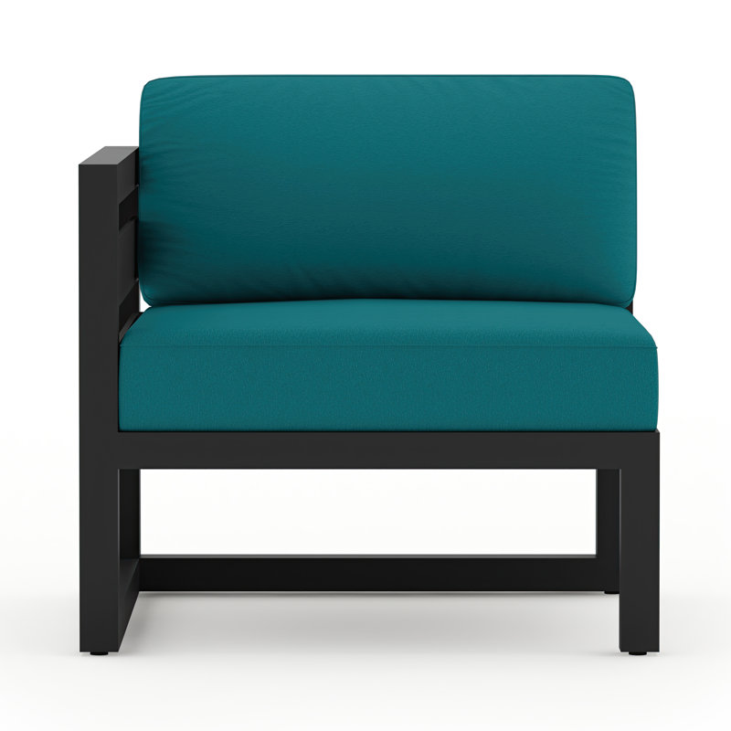 Avion Outdoor One Arm Lounge Chair, Canvas Charcoal Sunbrella® Canvas, Black