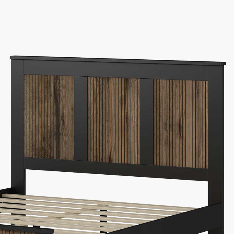 Lit plateforme Farmhouse, Noir, Double