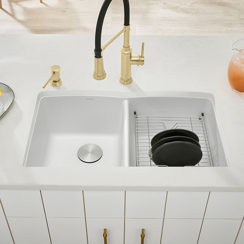 Diamond SILGRANIT 32" L x 19.36" W Double Basin Undermount Kitchen Sink, White