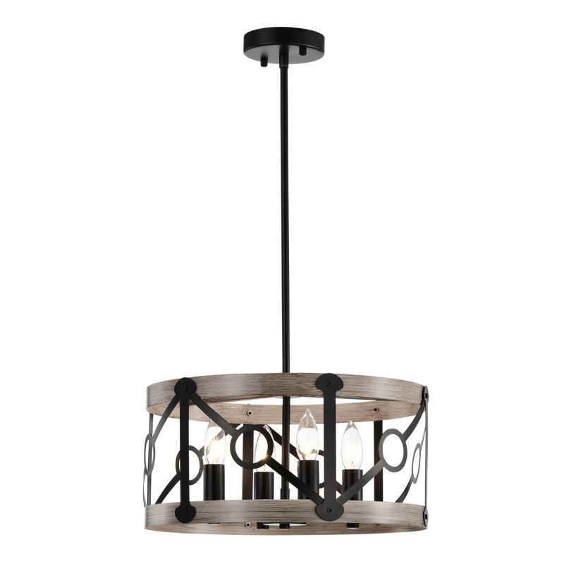 Lustre cylindrique imitation bois Copas 16 pouces