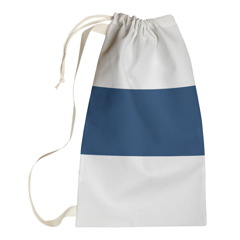 Fabric Laundry Bag with Handles, Pittsburgh White/Navy, Small (29" H x 18" W x 1.5" D)