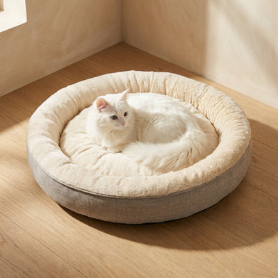 CalmNest Beige Comfort Pillow Cat Bed