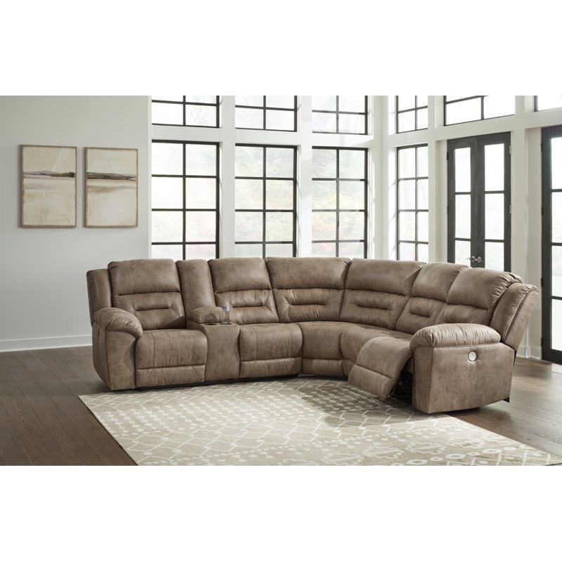 Jaydene Faux Leather Power Reclining L-Shaped Sectional, Right Hand Facing