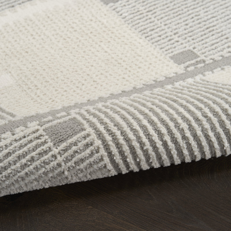 Ebern Designs Reimann Ivory Grey Modern Indoor Rug, Rectangle 4' x 6'