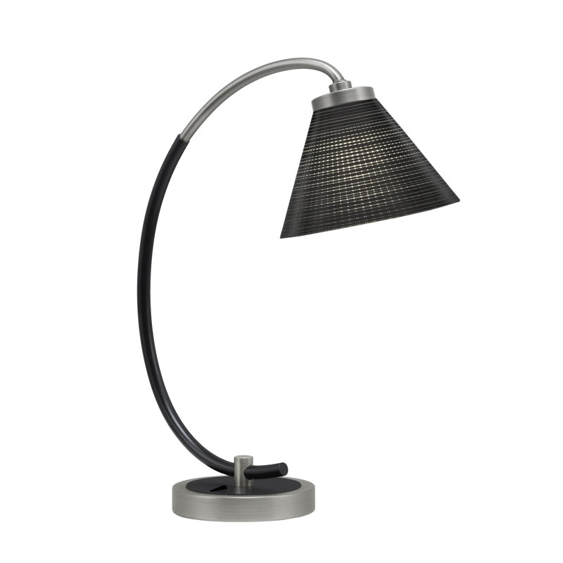 Lampe de bureau Bastarache montrée avec verre matriciel noir de 7 po, Graphite / noir mat