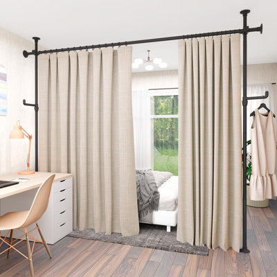 Satin Adjustable Curtain Pole Set