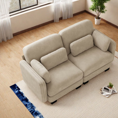 Canapés d'angle à compression, canapé modulaire moderne en chenille camel pour la maison