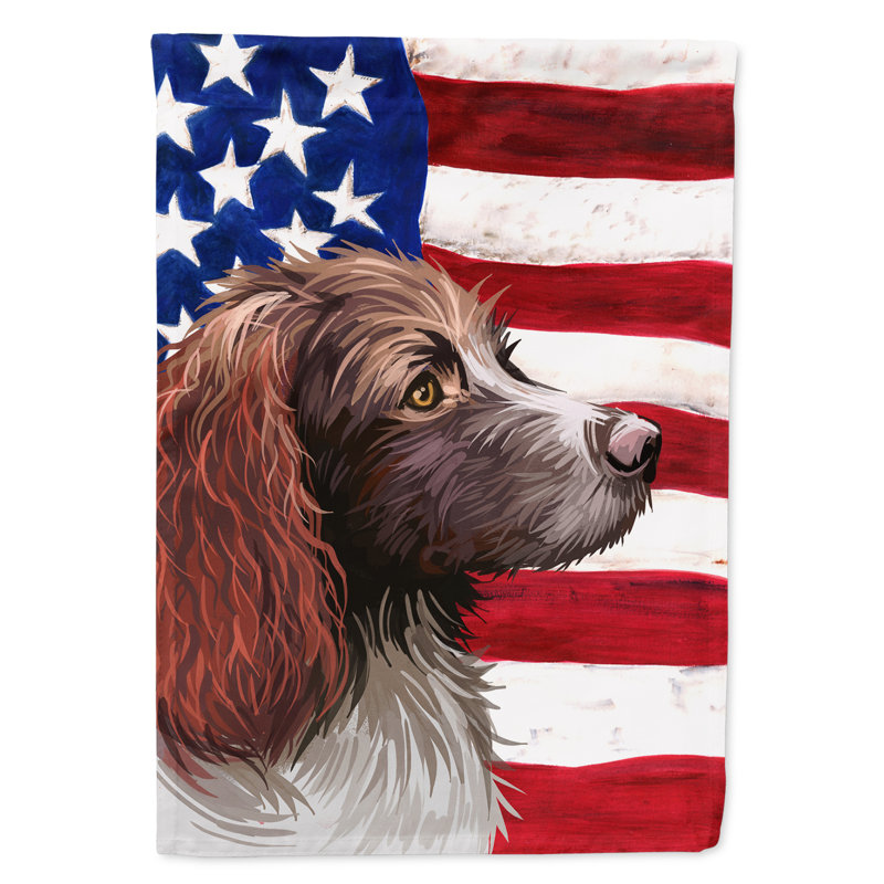 Polyester à 2 côtés 28 x 40 po drapeau maison, Épagneul de Pont-Audemer