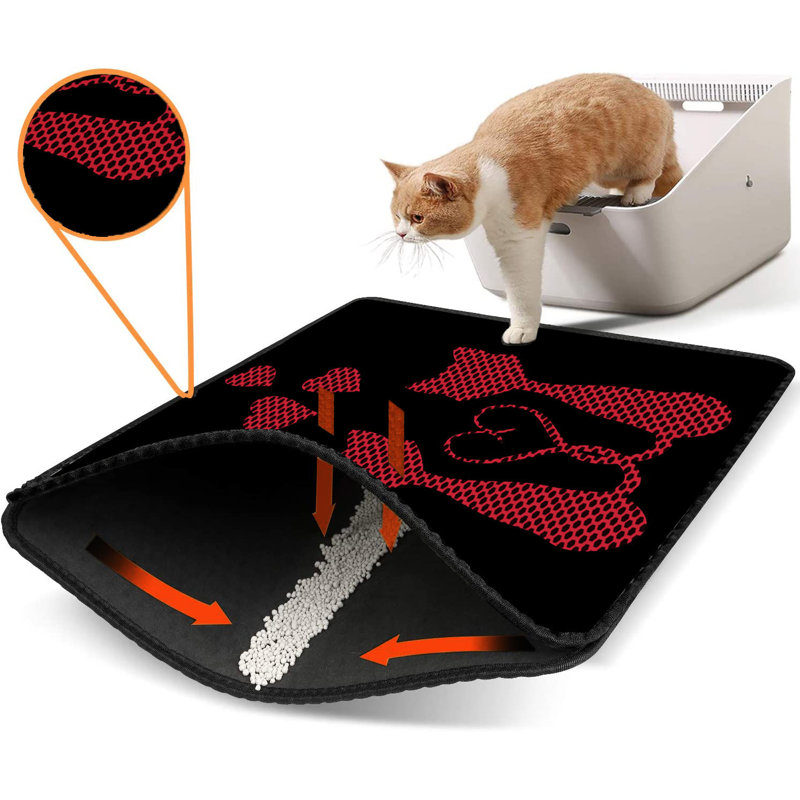 Tapis pour litière de qualité supérieure, 18 po x 24 po | 50% PVC / 50% polyester, lavable à la machine et passer l'aspirateur | Conception durable et facile à nettoyer pour les propriétaires d'animaux de compagnie | Protégez vos planchers des dégâts de la litière