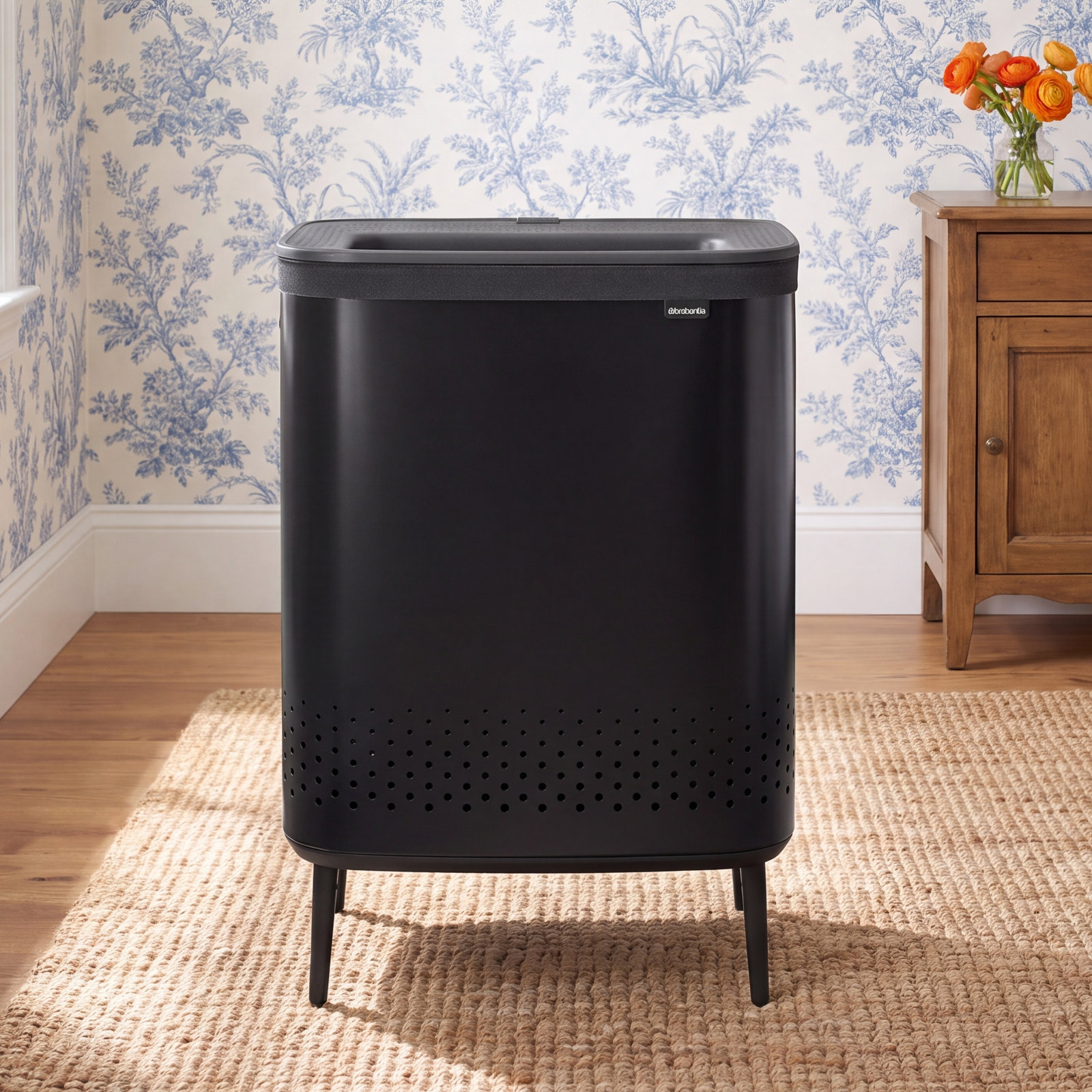 Brabantia Bo Dual Compartment Laundry Hamper 2 x 11.9 Gallon (23.8 Gallon Capacity), Matte Black