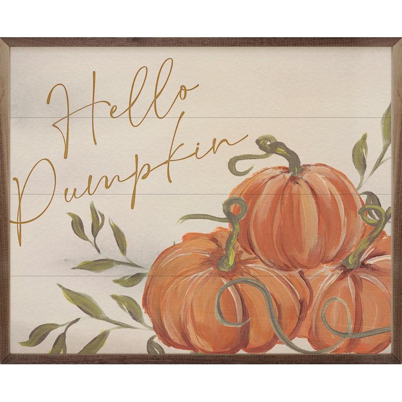 «Hello Pumpkin Pumpkins By Nina Blue» sur panneau de fibres à densité moyenne / bois massif, H 8 po x l 10 po