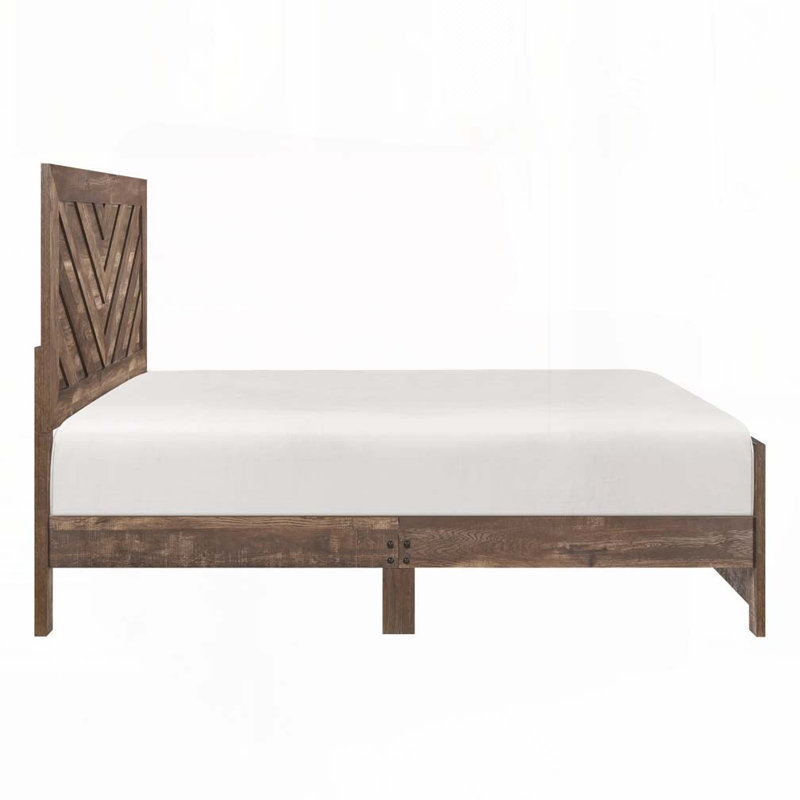 Lit plateforme en bois, Lit double, Brun rustique