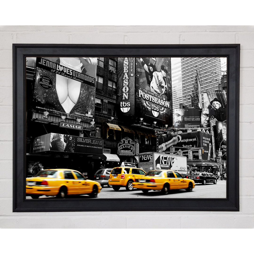 Nyc Broadway Cabs B N W Gelb Gerahmter Druck