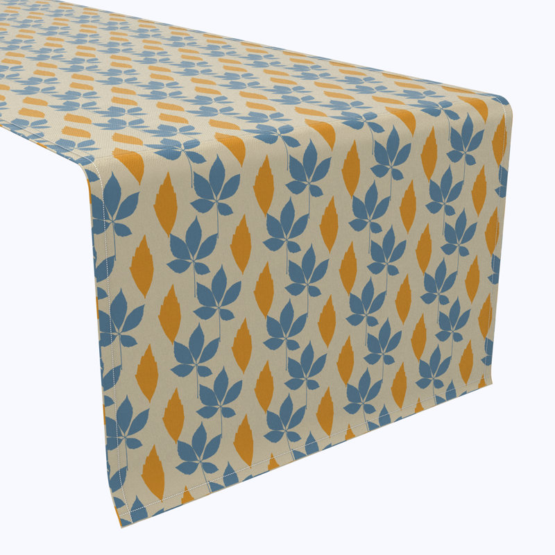 Table Runner, 100% Cotton, Fall Leaves Repeat, 90" x 16"
