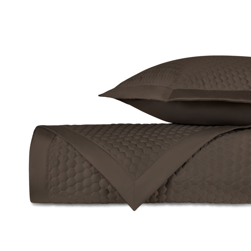 Apiary Standard Cotton Coverlet Set, California King Coverlet + 2 Shams, Chocolate