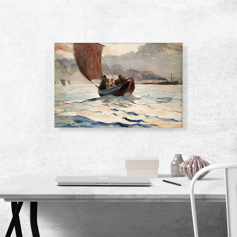 «Retour des bateaux de pêche 1883» par Winslow Homer, reproduction d'art sur toile tendue, H 18 po x l 26 po x P 1,5 po