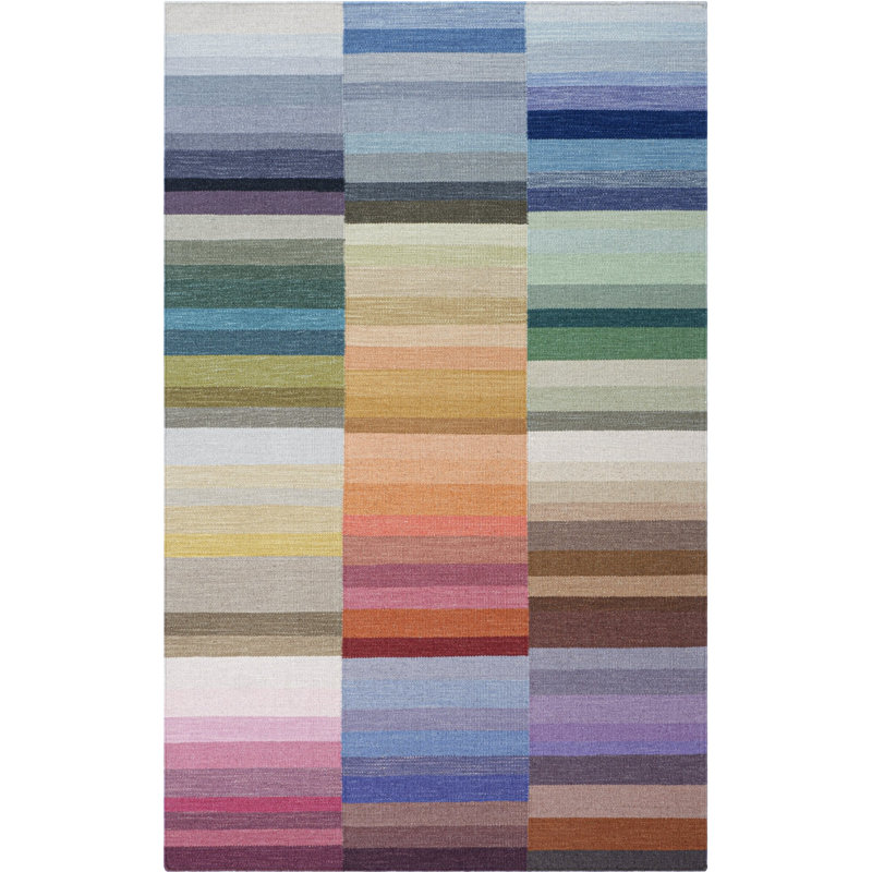 Color Code Handmade Flatweave Wool Multi Rug, Rectangle 8' x 10'