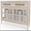 Round Expandable Dining Table with 4 Ladderback Chairs a Glass Door Server and Display Case
