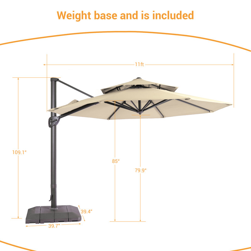 Parasol suspendu octogonal 11 pi, Sable