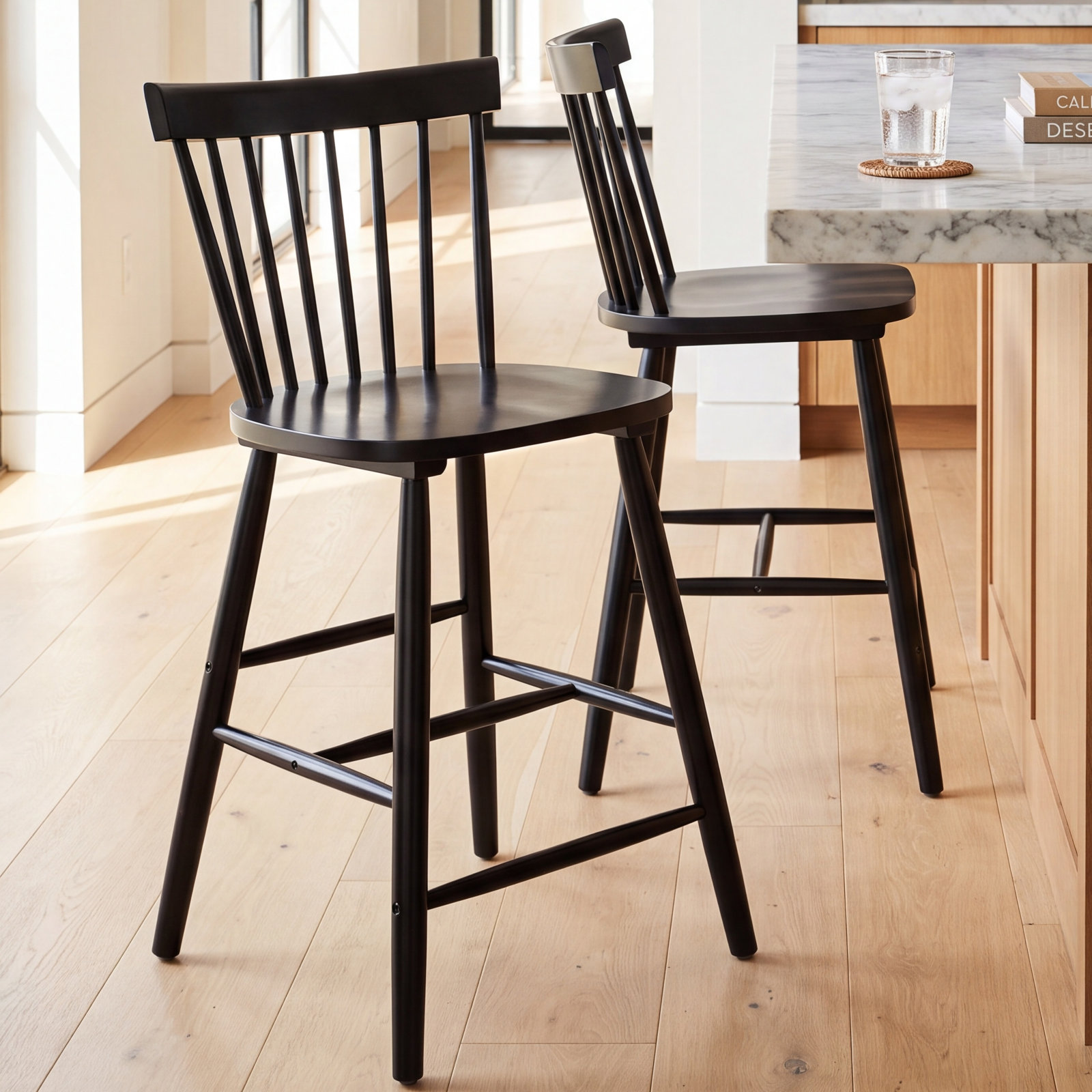 Stacee Bar Stool, Black, Counter Stool (24" Seat Height)