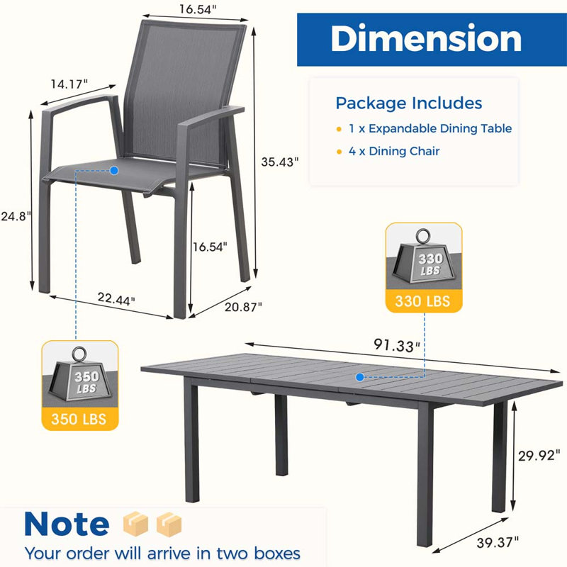 Ensemble repas pour patio, Gris