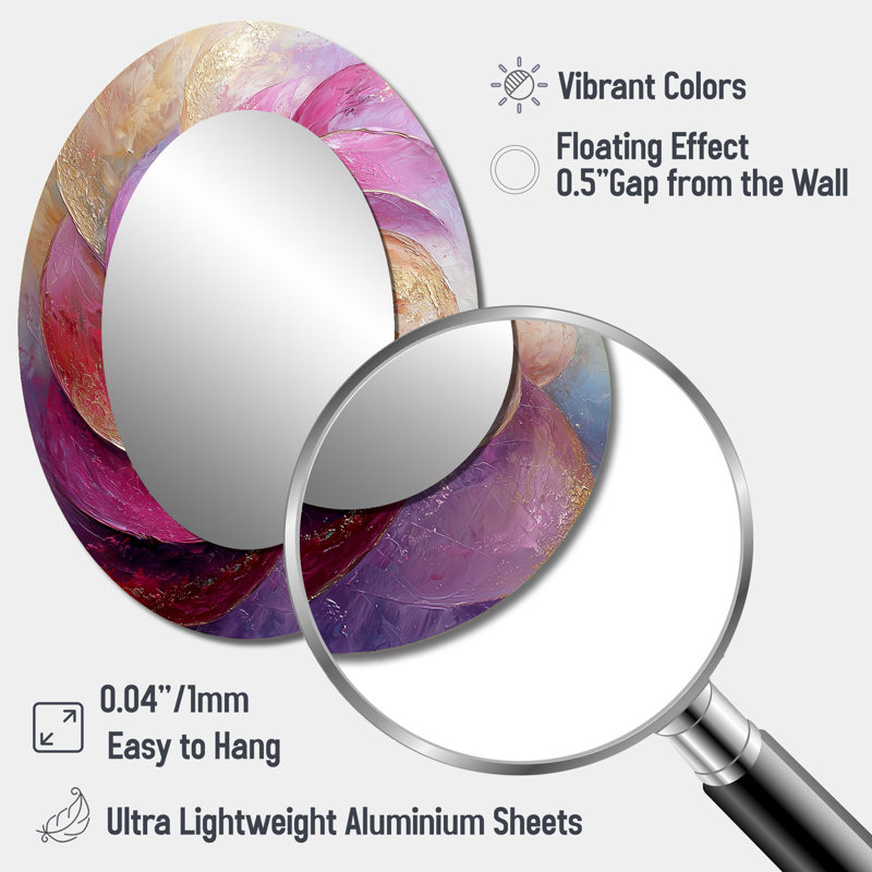 Abstrait Lavande Tranquility Balance IV - Miroir mural moderne ovale, 40 po x 30 po