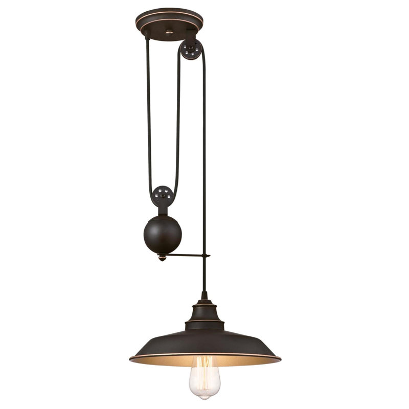 Luminaire suspendu en forme de dôme à 1 lumière Iron Hill, Bronze huilé