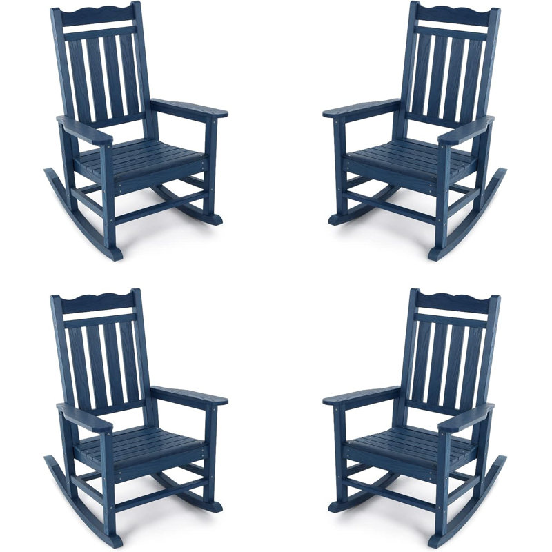 Chaise berçante d'extérieur Hips (ensemble de 4), chaise berçante résistante aux intempéries, Bleu