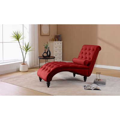 Chaise longue d'intérieur avec capitonnage à boutons et garniture cloutée pour le salon, le bureau et la chambre à coucher