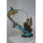 Old Man Fishing A Large Catch Bronze Statue -  Size: 27"L X 13"W X 30"H.