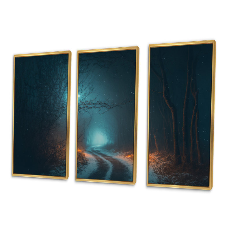 Anagabriela - 3 pièces sur toile, Toile avec cadre doré, H 20 po x l 36 po x P 1 po