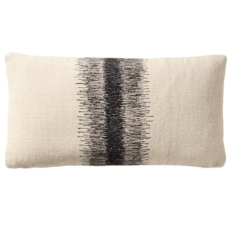 Gowan Handmade Ombre Lumbar Pillow, Down, Black, Rectangle 12"H x 24"W