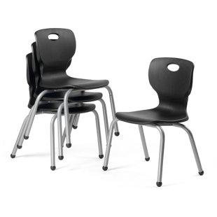 Chaise empilable School School - Siège moulé luxueux et confortable avec structure rivetée robuste - pour les salles de classe à la maison ou au bureau - Paquet de 4 chaises