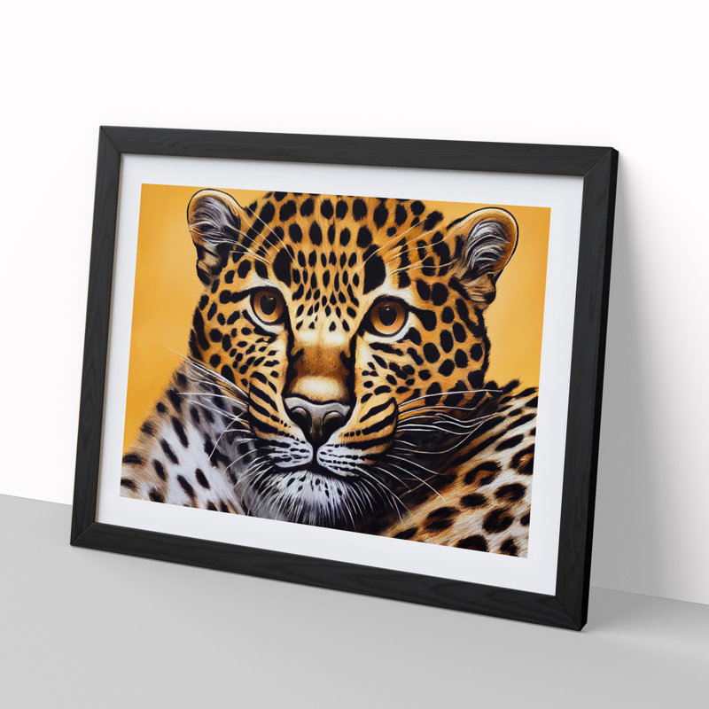 Beguiling Leopard - Single Picture Frame Print, Black Frame, 25cm H x 34cm W x 2cm D