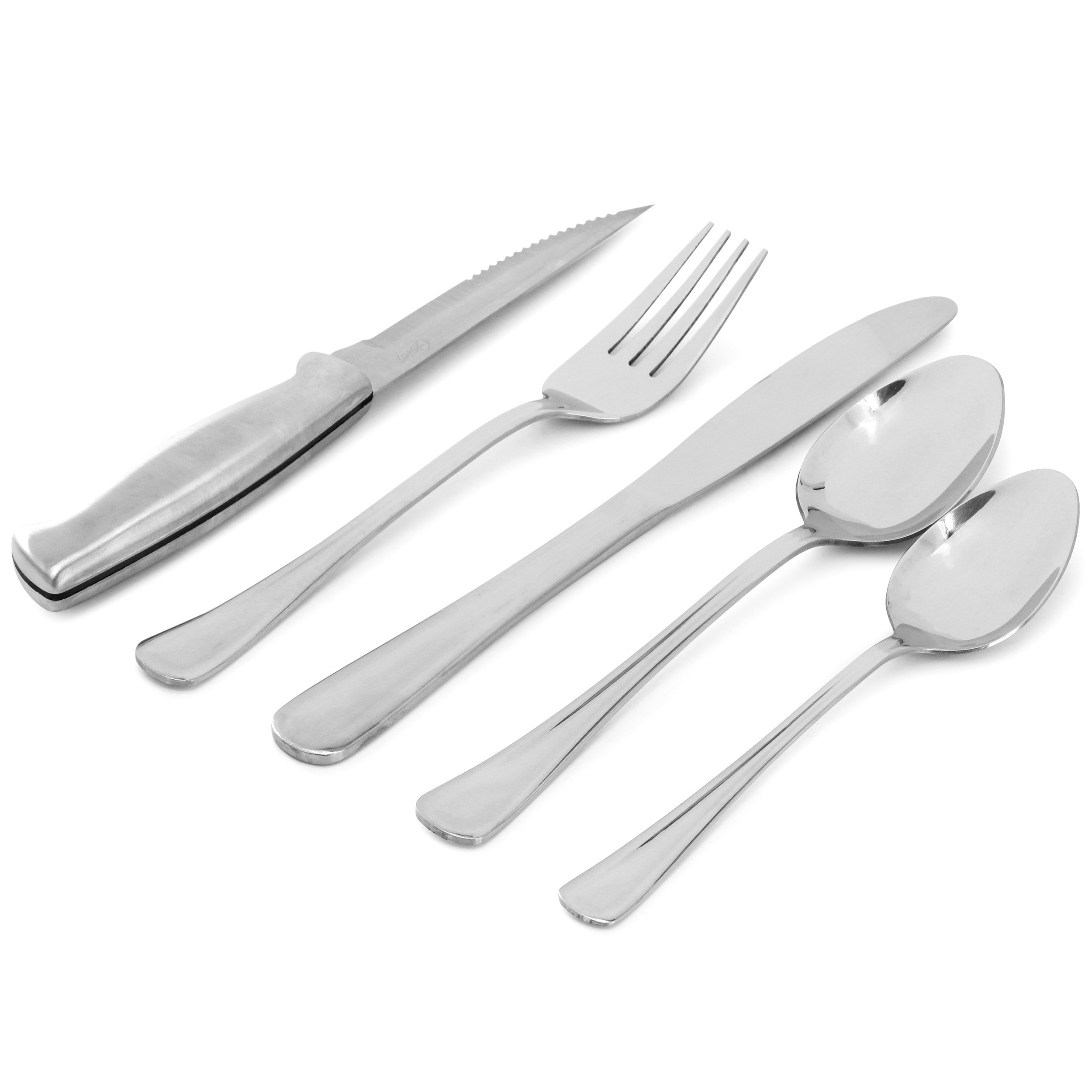 Oster Macmillan 20 Piece Stainless Steel Flatware Set with Steak Knives ...