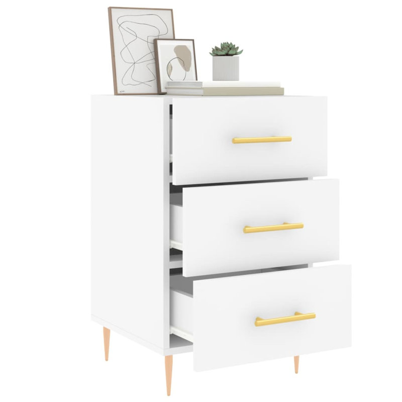 Jariel 40cm W Iron Bedside Table, White