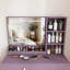 Ensemble de meuble-lavabo élégant avec tabouret rembourré et miroir lumineux à DEL réglable (3 modes de couleur)