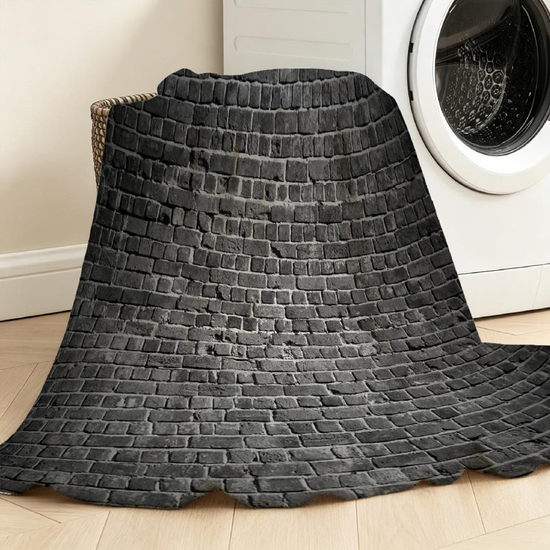 Jeté en flanelle transparente molletonné ultra doux, imprimé brique noir foncé foncé, Throw 30" x 40"