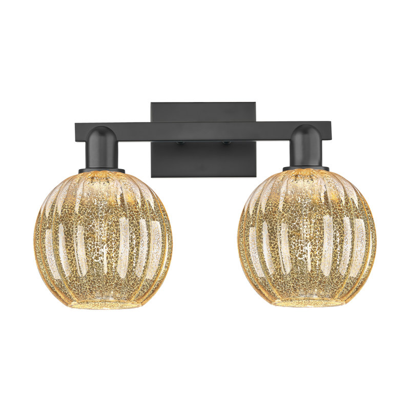Preston 2 Light Globe Shade Bath Vanity Light, Mercury, Polished Chrome