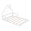 Lit double au sol en bois avec tête de lit en forme de maison, blanc, design robuste et ludique pour les chambres modernes-220077621-220077626