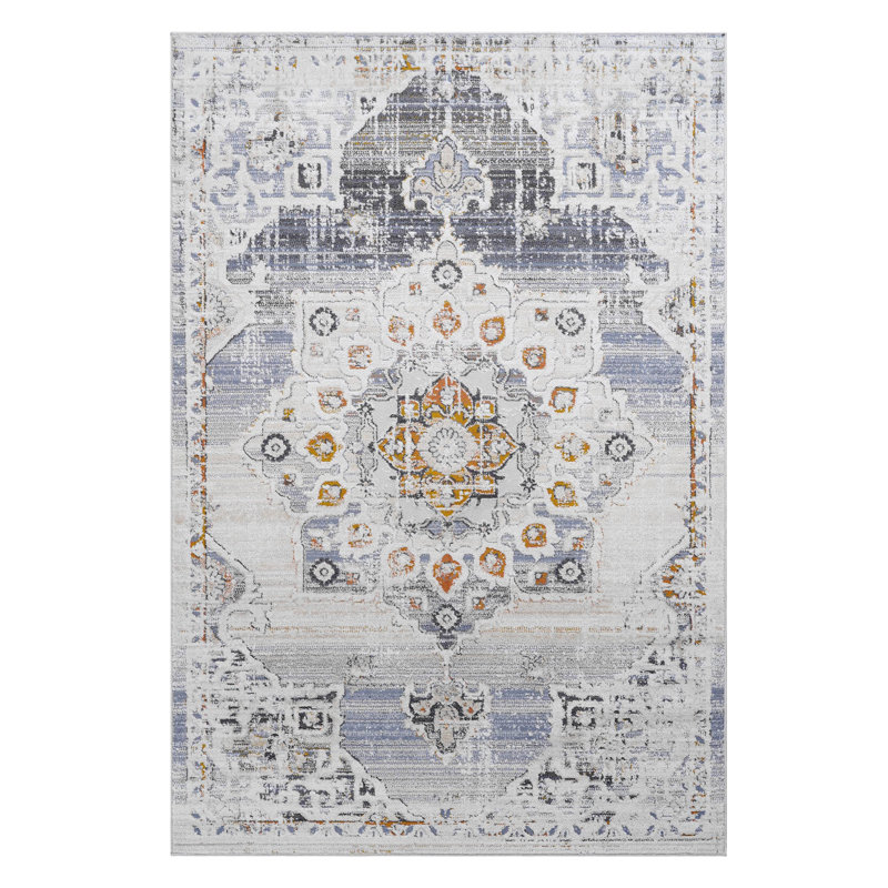 Tapis crème, or / médaillon, Rectangle 6 pi 7 po x 7 pi 9 po