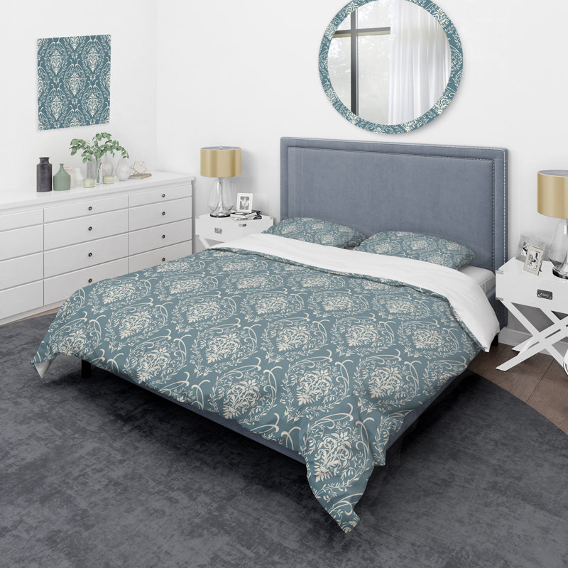 Grey Damask - Patterned Duvet Cover Set