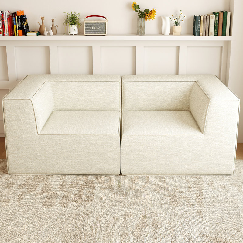 Bonelesss Compression Comfy Cloud 76" Wide 2-Seat Modular Sofa Couch Upholstered Sectional, Beige